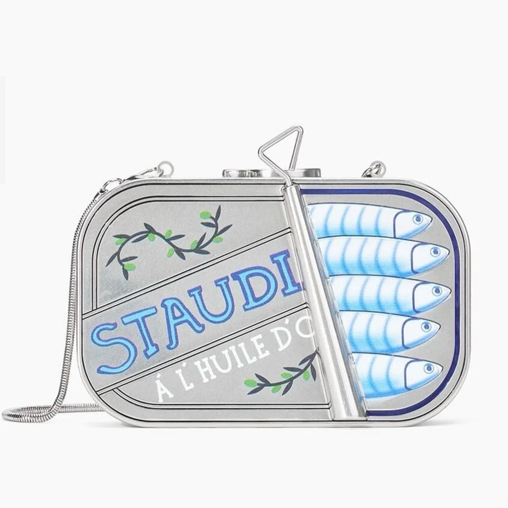 Staud Silver Sardine Can Clutch (STAUDINES TIN CLUTCH SILVER MULTI)
